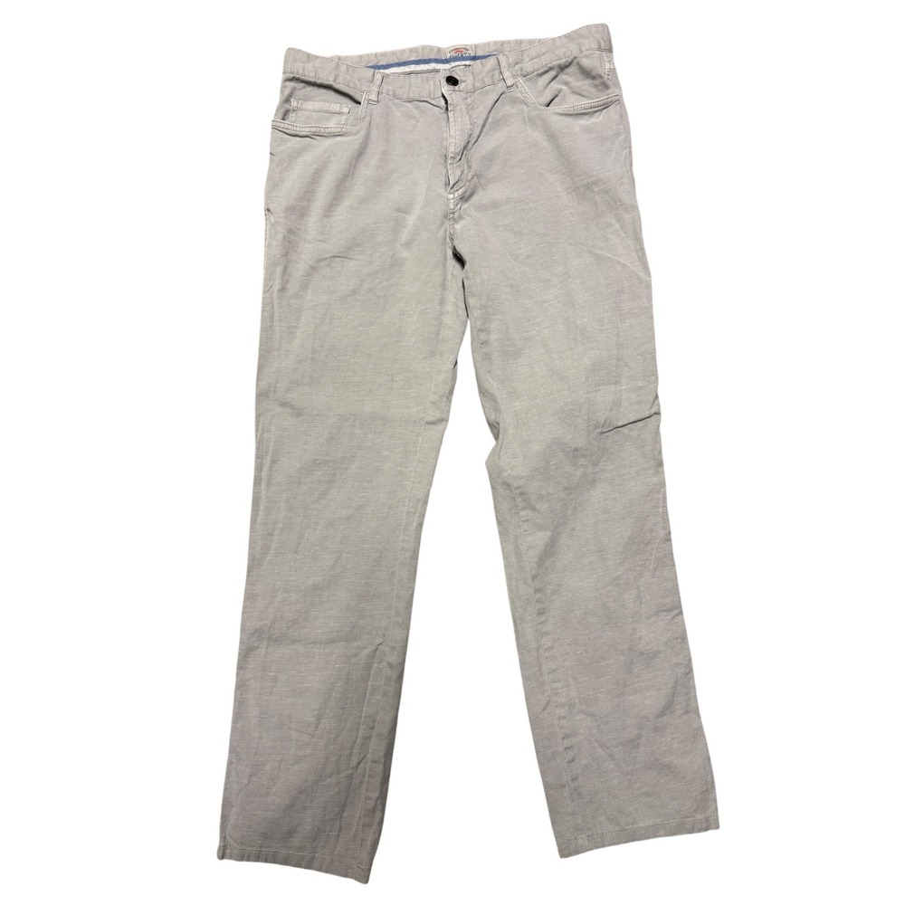 Faherty Brand Mens Grey Linen Blend Straight Leg 5-Pocket Casual Pants Size 33